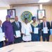 Minister of Petroleum Resources (Gas), Mr Ekperikpe Ekpo (middle) with Partners at the SPDC JV/Brass Fertiliser and Petrochemical Company Limited Gas Sales and Purchase Agreement signing on Friday...in Abuja