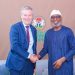 Alt="EU Ambassador to Nigeria and ECOWAS, Gautier Mignot(left) with the Minister of Solid Minerals Development, Dr Dele Alake, during the ambassador’ courtesy visit to the minster o Tuesday in Abuja"