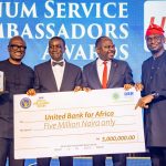 L-R: Group Head, Retail and Digital Banking, United Bank for Africa (UBA), Shamsideen​​​​ Fashola; Managing Director/CEO, Development Bank of Nigeria, Dr. Tony Okpanachi; Group Deputy Managing Director, UBA, Muyiwa Akinyemi, and Group Head, SME Banking, UBA, Babatunde​​​​ Ajayi, at the event.