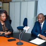 Ag. Permanent Secretary, Federal Ministry of Budget and Economic Planning, Dr. Damson Ebimaro (right) with Ambassador Abigail Amalaga, Country President, United Towns Agency, during the handing over of the MoU they signed, in Abuja.