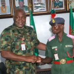 Maj.-Gen. Abdul Ibrahim and Cadet J.T. Adekunle