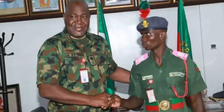 Maj.-Gen. Abdul Ibrahim and Cadet J.T. Adekunle
