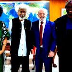From left: Prof (Mrs.) Carolina Osunleye, Co-Founder at The African Pride; Nobel Laureate, Prof. Wole Soyinka; Brazilian President, Lula da Silva and Mr. Ajoyemi Osunleye, Managing Partner at the African Pride, during President Lula’s private meeting with Prof. Soyinka.