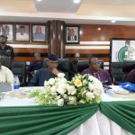 From left: Registrar/Chief Executive Officer, National Business and Technical Examinations Board (NABTEB), Dr. Mohammed Aminu Mohammed; Chairman, Sector Awarding Body, Chief Abiodun Odusanwo; Deputy Director, Technology and Science Education, Federal Ministry of Education, Mr Kehinde Osinaike; and representative of the Executive Secretary, National Board for Technical Education (NBTE), Hajia Hadara Abdulkadir, during the Workshop for the Review and Validation of Syllabuses for 26 Trades for Technical Colleges...on Monday.