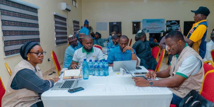 From left: Mrs Medinah Ayuba-Fagbemi, Country Coordinator, Soil Values Programme Nigeria; Joshua Arogunyo, MELS Coordinator, Soil Values Programme and other participants at the Training in Bauchi.