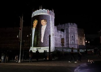 4 men bailed over projection of Trump, Epstein images on UK castle
