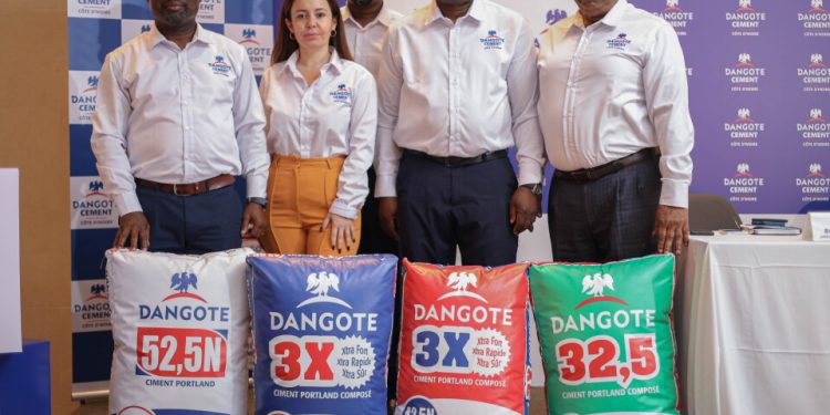 Sales and Marketing Director, Stephane Tchimou; Legal and Compliance Director, Francophone Africa, Romina M. Orlando;  Chijioke Nwobi, Human Resources Director; Dangote Cement Ivory Coast CEO, Serge Gbotta and Plant Director, Loius Raj.