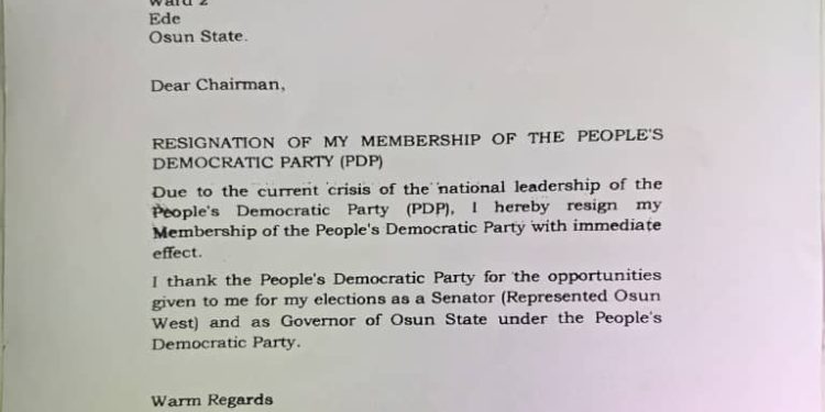 Osun 2026: Governor Adeleke quits PDP