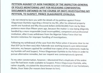 Alleged $150,000 property, threat to life: Businessman reports Oyinlola, CP Fakorede to Tinubu, wants PSC to investigate how confidential police documents changed hands
