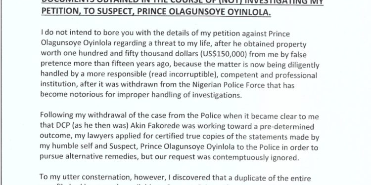 Alleged $150,000 property, threat to life: Businessman reports Oyinlola, CP Fakorede to Tinubu, wants PSC to investigate how confidential police documents changed hands