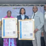 L–R: Director of Finance, Temitayo Olaniyi Moses; Director of Corporate Affairs, Modupe Adegbenjo; Executive Director/COO, Titilayo Olaore; Director, Chairman’s Office, Ajibola Olayinka; and IT Manager, Ajadi Olugbenga, during the ISO 14001, ISO 9001 and ISO 45001 Certification Award Ceremony of CITA Energies in Lagos.