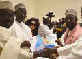 Submission Of Forms: From left, National Vice Chairman North Central, Alh. Bawa Rijao, APC National Organizing Secretary, Alh. Suleiman Arugungu receiving Governorship Forms From   Nasarawa State APC Governorship Aspirant, Prof. Mohammed Haruna  at APC Collection and Submission Centre In Abuja ahead of primaries of the party.