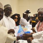 Submission Of Forms: From left, National Vice Chairman North Central, Alh. Bawa Rijao, APC National Organizing Secretary, Alh. Suleiman Arugungu receiving Governorship Forms From   Nasarawa State APC Governorship Aspirant, Prof. Mohammed Haruna  at APC Collection and Submission Centre In Abuja ahead of primaries of the party.