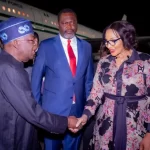 From left: President Bola Tinubu; Kenya’s Cabinet Secretary for Foreign and Diaspora Affairs, Mr Musalia Mudavadi, and Nigeria’s Minister of Foreign Affairs, Amb. Bianca Odumegwu-Ojukwu, as the President arrives in Nairobi, Kenya, on Monday for the Africa-France Summit.