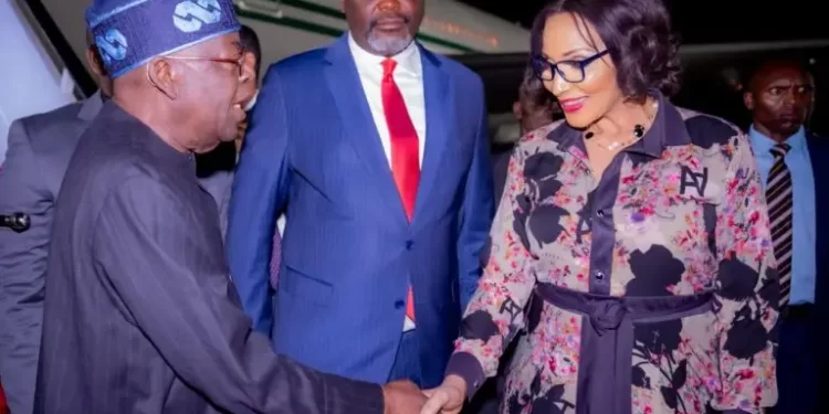 From left: President Bola Tinubu; Kenya’s Cabinet Secretary for Foreign and Diaspora Affairs, Mr Musalia Mudavadi, and Nigeria’s Minister of Foreign Affairs, Amb. Bianca Odumegwu-Ojukwu, as the President arrives in Nairobi, Kenya, on Monday for the Africa-France Summit.