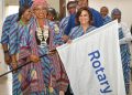 L-R: District Governor, Rotary International D9127, Dame Joy Nky Okoro; with Representative of the President, Rotary International, Dr. Geeta Manek, during the opening ceremony of the 2nd District Conference organised by District 9127 them; "Uniting for Good, Fostering Friendship and Celebrating Service, held at Rotary Centre in Abuja...yesterday.