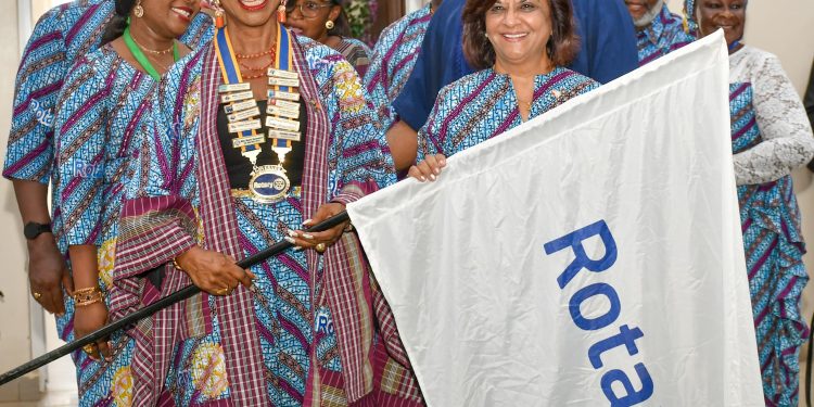 L-R: District Governor, Rotary International D9127, Dame Joy Nky Okoro; with Representative of the President, Rotary International, Dr. Geeta Manek, during the opening ceremony of the 2nd District Conference organised by District 9127 them; "Uniting for Good, Fostering Friendship and Celebrating Service, held at Rotary Centre in Abuja...yesterday.