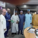 L-R: Prof. Wole Abbas, MUSWEN Executive Secretary; Alhaji Rafiu Adisa Ebiti, Deputy President I;  Dr. Olasupo Olusi, MD BoI; Alhaji Rasaki Oladejo, MUSWEN President; Alhaji Wale Sonaike, Deputy President II; Alhaji Lere Alimi, Chairman MUSWEN Economic Empowerment Committee and Alhaji Abdul-Wakeel Olaniyi, Director (Finance and Admin)