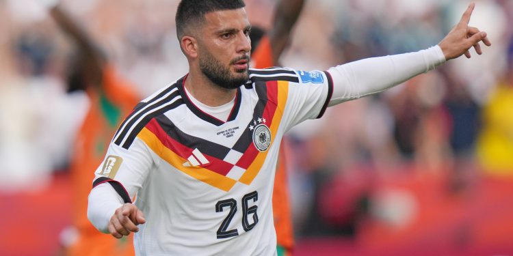 during the World Cup Group E soccer match between Germany and Ivory Coast in Toronto, Saturday, June 20, 2026. (AP Photo/Stephanie Scarbrough)