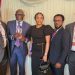 L-R: Executive Director, Asset Management Corporation of Nigeria (AMCON), Dr Aminu Muhtar Dan Amu; the award recipient, and Managing Director/CEO, AMCON, Mr Gbenga Alade; his wife, Mrs Yetunde; Head, Corporate Communications Department, Mr Jude Nwauzor; and a Non-Executive Director, and Board Member of AMCON, Mr Charles Iyore, at the just concluded 16th African Business Leadership Awards (ABLA) at House of Lords, United Kingdom.