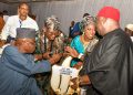 L-R: Chairman of the Occasion, Dr. Ahmed Raji SAN, District Governor 9127, Engr. Sikiru Adetona Owonikoko, his wife Hajiya Zainab Owonikoko, and  Vice Governor, Dr. Victor Onukwugha, during the investiture of the Rotary International District Governor for District 9127, Engr. Sikiru Adetona Owonikoko, held at the Transcorp Hilton Hotels in Abuja...yesterday