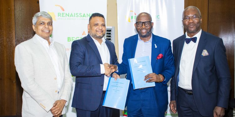 From Left: Director, Indorama Eleme Petrochemicals Limited, Munish Jindal; the Managing Director, Manish Mundra; Managing Director/Chief Executive Officer, Renaissance Africa Energy Company Limited, Tony Attah; and Renaissance’s Executive Vice President/Chief Finance Officer, Olusegun Banwo, after signing the agreement for Renaissance to supply 60 million standard cubic feet of gas per day to Indorama, in Abuja.