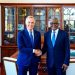 Prime Minister of Canada, Mark Carney (left), welcomes the President and Chief Executive of Dangote Group, Aliko Dangote, to his office in Canada during discussions on potential investment opportunities and strategic partnerships