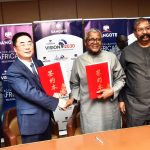 From left: Managing Director of Sinoma international (Nanjing) Engineering Co. Limited, Zhang Jian; Chairman of Board Sinoma international (Nanjing) Engineering Co. Limited, Lin Zhong; President/CE, Dangote Industries Limited, Aliko Dangote; Group Vice President, Oil & Gas, Dangote Industries Limited; Devakumar Edwin and Group Managing Director/CEO, Dangote Cement Plc, Arvind Pathak; during the signing of MoU agreement between Dangote Cement Plc, and Sinoma international (Nanjing) Engineering Co. Limited, for the Expansion of Dangote Cement Itori Plant, in Lagos...on Saturday.