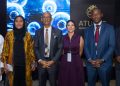 From left: Prof. Kamar T. Adeleke, President and Chairman, Atunse Healthcare Ltd; Fatima Aliko Dangote, Group Executive Director of Commercial Operations for Oil & Gas, Dangote Industries; Prof. Akin Abayomi, Lagos State Commissioner for Health; Dr. Mercedes Kweh, Chief Clinical Transition Officer, Atunse Healthcare Ltd; Dr. Frederick Kweh, Chief Science & Technology Officer, Atunse Healthcare Ltd, and Dr. Sola Oluwole, Chief Executive Officer, Atunse Healthcare Ltd, during the Launch of Atunse at the African Regenerative Medicine & Longevity Summit in Lagos on  August 7, 2026