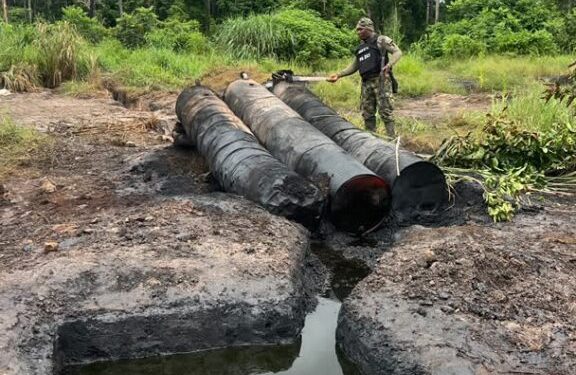 Illegal refining site