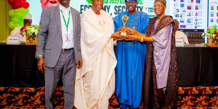 From left: Akinadewo, Daniel, Sanwo-Olu and Lai Mohammed