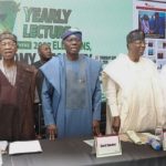 From left: Manging Director/Editor-in-Chief, Freedom Online, Gabriel Akinadewo; Chairman of the occasion, Alhaji Lai Mohammed; Lagos State Governor, Mr. Babajide Sanwo-Olu; Special Guest of Honour, Sen. Gbenga Daniel; 2027 Ogun PDP Governorship Candidate, Ladi Adebutu and former Presidential Spokesman, Femi Adesina, at Freedom Online 7th Yearly Lecture in Lagos.