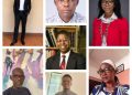 AskProf users share experiences. Centre: Prof Adedeji Badiru. Clockwise: Babajide Ibrahim (student) Sikiru Sulaimom (teacher), Ms Cindy Cole, Mrs Folasade Ibrahim,  Segun Agboola (student), and Dudu Emmanuel, Doctoral candidate, Studio Painting.
