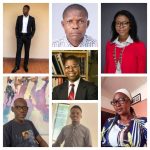 AskProf users share experiences. Centre: Prof Adedeji Badiru. Clockwise: Babajide Ibrahim (student) Sikiru Sulaimom (teacher), Ms Cindy Cole, Mrs Folasade Ibrahim,  Segun Agboola (student), and Dudu Emmanuel, Doctoral candidate, Studio Painting.