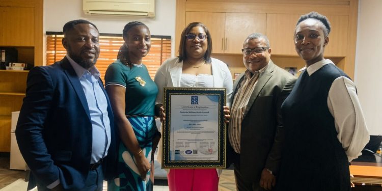 From left: Sunni Otegwu, Business Advisory, Panoramicsynergy Enterprises (PSE); Omobola Olajide, Human Resource Lead, Universal McCann (UM); Bimpe Fayemi, Managing Director/Chief Executive Officer, Universal McCann Ltd; Abel Oghumu, Finance Director, Universal McCann; and Olajumoke Akingbemila, Project Manager, Panoramicsynergy Enterprises, during the presentation of the ISO 9001:2015 Certification at the head office of Universal McCann in Lagos.