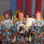 Senator Oluremi Tinubu flanked by Governor Hope Uzodimma and Imo State First Lady, Chioma Uzodimma, shortly after Mrs. Tinubu was conferred with the title of 'Oso Di Eme' by Imo State Monarchs at the Eze Imo Palace in Owerri.