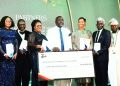 Dr. Thomas Olaleye Ogungbangbe, Chairman of CITA Energies Limited (middle), with top executives of the company who were celebrated and given cash donations at the 20th anniversary celebration of the leading  aviation fuel operator at the Grandeur Event Centre in Lagos.
