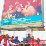 From left: District Polio Advisor, District 9127, Olajumoke Ekeinde;  District Polio Plus Committee Chair, Mariam Ahmed; Past District Governor, PGD Felix Obadan;  Chair, End Polio Rotary Club Abuja Metro, Dr. Gladys George;  President of the Rotary Club of Abuja Metro, Engr. Michael O. Oluwagbemi; District Governor 9127, Engr. Sikiru Adetona Owonikoko and Assistant Governor, Rotary Club Wuse Central, Zainab Omowunmi Owonikoko, during the unveiling of End Polio BillBoards, at the Central Business District (CBD) in Abuja.