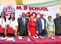 From left: Head of School M.D School, Mrs. Olusola Akhaiso; Director, Oluwaseun Amusa; Chairman, 40th Anniversary Planning Committee & Member, Governing Council, Barr. Chris Dike; Executive Director, M.D School, Mrs. Omolara Adedugbe; Chairman, 40th Anniversary Media Committee & Governing Council Member, Mr Steve Akadiri; Dr Ngozi Okwok, Member, Governing Council, Barr. Kunle Olaleye, also a Member Governing Council during a press conference to mark the 40th Anniversary of the school in Lagos.