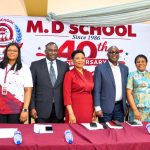 From left: Head of School M.D School, Mrs. Olusola Akhaiso; Director, Oluwaseun Amusa; Chairman, 40th Anniversary Planning Committee & Member, Governing Council, Barr. Chris Dike; Executive Director, M.D School, Mrs. Omolara Adedugbe; Chairman, 40th Anniversary Media Committee & Governing Council Member, Mr Steve Akadiri; Dr Ngozi Okwok, Member, Governing Council, Barr. Kunle Olaleye, also a Member Governing Council during a press conference to mark the 40th Anniversary of the school in Lagos.