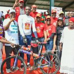 From left: District Polio Plus Committee Chair, Mariam Ahmed, PGD. Joy Nky Okoro, Representative of the Executive Director, National Primary Health Care Development Agency (NPHCDA), Dr. Ahmed Garba Rufai, Winner of the 2026 Pedals Against Polio 2.0, Stephen Christian Mamman, District Governor 9127, Engr. Sikiru Adetona Owonikoko, Assistant Governor, Rotary Club Wuse Central, Zainab Omowunmi Owonikoko, Deputy Incident Manager, National Polio Emergency Operations Centre, Dr. Adeola Musa Oluwatoyin, Mrs. Aiodiah Stephen and Mr. Stephen Mamman Anumkwen, during the 2026 Walk to End the Polio Now, in Abuja.
‎